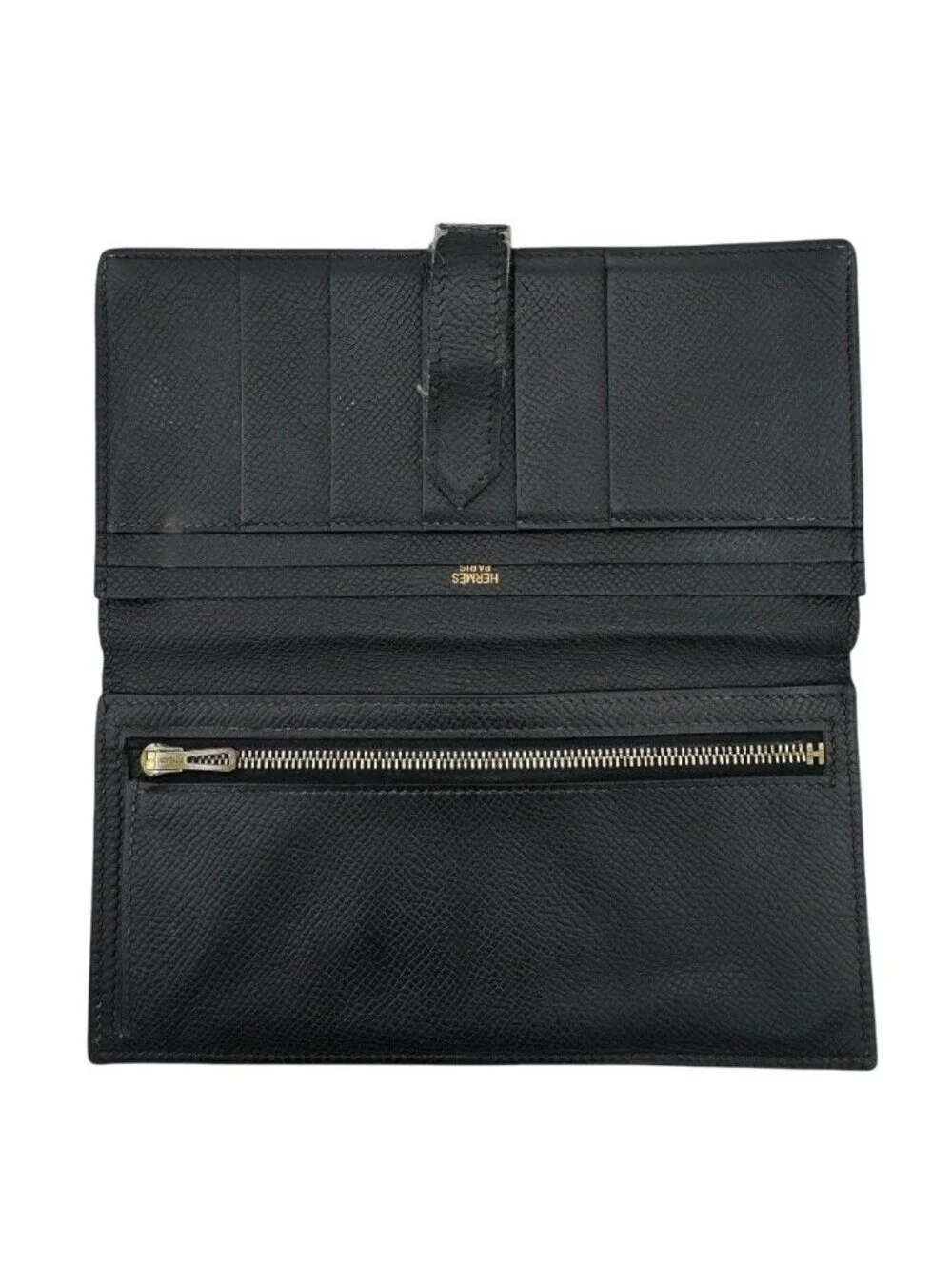 Hermes Bearn Soufflet Leather Wallet Black